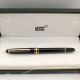 NEW UPGRADED Mont Blanc Meisterstuck 163 Classique Copy Rollerball Pen Black Gold Trim (3)_th.jpg